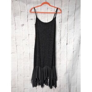 Onyx nite Y2K black Cocktail Sparkly Spaghetti Strap whimsigoth Fairy Dress Shee